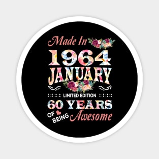 January Flower Made In 1964 60 Years Of Being Awesome Magnet